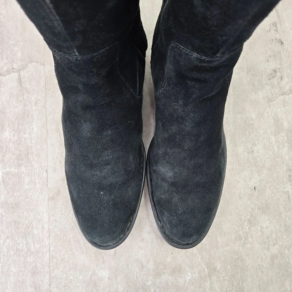 Born Knee High Boots‎ Size 8.5 Black Suede Equestrian Western Riding Tall Buckle
